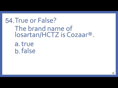 Top 200 Drugs Practice Test Question - T or F? The brand name of losartan HCTZ is Cozaar (PTCB Prep)