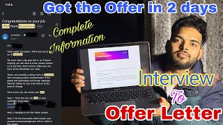 Received Offer Letter In 2 Days | Complete Interview Process Of Accent