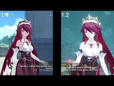 Rosaria's version 1.2 and 1.4 comparison. Genshin Impact