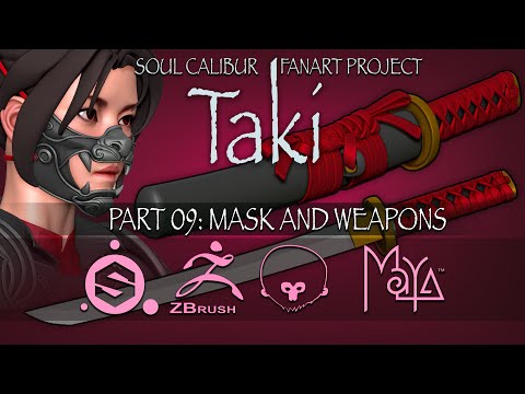 💗Taki, Soul Calibur Fanart Project, part 9: Mask and Weapons  (4x timelapse)