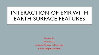 Interaction of EMR With Earth Surface Features -Malayalam Lecture-BSc Geography-Remote Sensing-