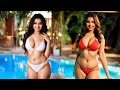 4K Indian Fashion Show AI Art Lookbook Model Swimming Pool Night Light