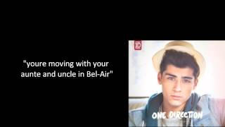 One Direction Rapping Fresh Prince of Bel Air (lyrics (Full version))