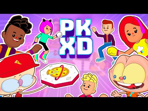 Mongo e Drongo dentro de PK XD - Pet Shop e Corrida maluca de PK XD em Desenho animado