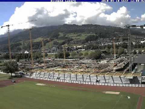Zeitraffer der Baustelle Swissporarena Luzern