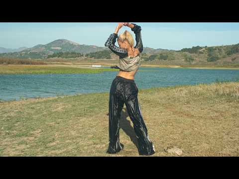 Muddy Wetlook Y2K Girl Enjoys A Super Dirty Mud Bath In Shiny Baggy Trackpants & Baffulo Sneakers