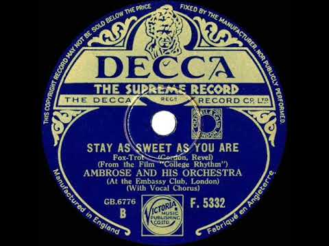 1934 Ambrose - Stay As Sweet As You Are (Sam Browne, vocal)