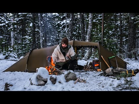 Hot Tent Winter Camping In Freezing Cold Temperatures 