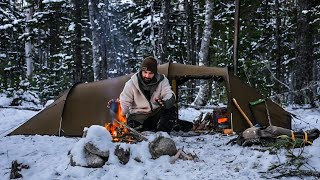 Hot Tent Winter Camping In Freezing Cold Temperatures 