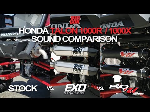 Honda Talon 1000R Big Gun Exhaust Sound Comparison - Stock vs. EXO Stainless vs. EVO U Series