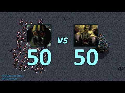 50 Goliaths vs 50 Guardians - Even Numbers - StarCraft Retro Battles