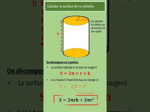 Comment calculer la surface d'un cylindre #shorts