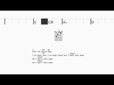 Oasis - Half The World Away | No capo | Play along | chords and lyrics 🎸