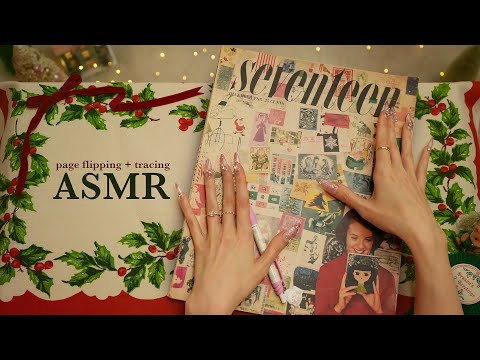 ASMR Flip Through and Tracing Vintage Fashion Magazine 🎀 1940's Glamour! (paper sounds, tracing)