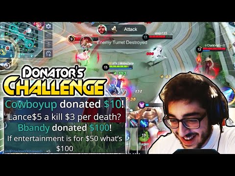 $5/kill Challenge From Top Donators (Lancelot & Alucard) | Mobile Legends