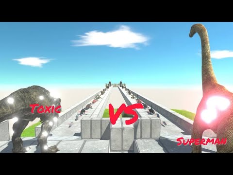 Infected T-Rex Vs SUPERMAN SPINOSAURUS RACE BATTLE COMPETITION - Animal Revolt Battle Simulator ARBS