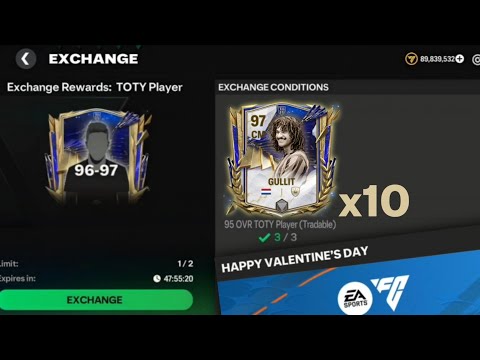 10x 96/97 RATED UTOTY EXCHANGE PACK OPENING IN FC MOBILE 24 | FREE VALENTINE DAY GIFT FC MOBILE!