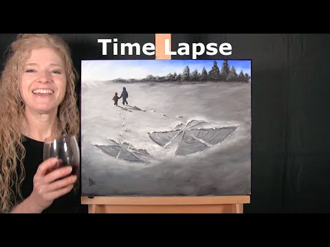 Learn How to Draw and Paint with Acrylics SNOW ANGELS - Paint and Sip at Home - Art Tutorial