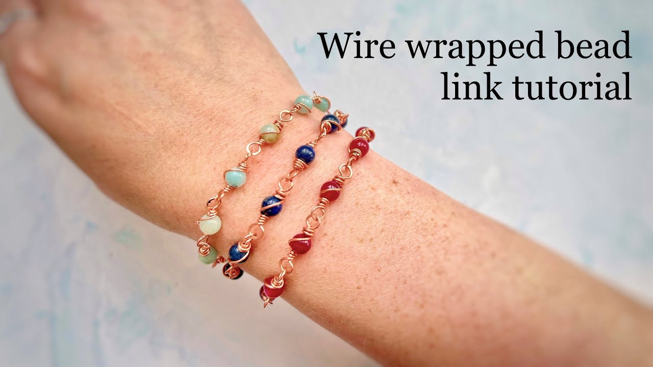 EASY BEGINNER tutorial - how to make wire wrapped bead link for bracelets and necklaces