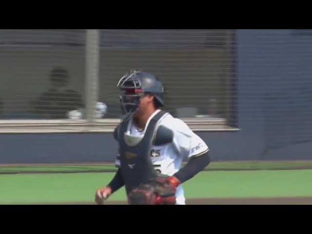 【ファーム】バファローズ・飯田 投手を援護する盗塁阻止!! 2020/8/21 B-H(ファーム)