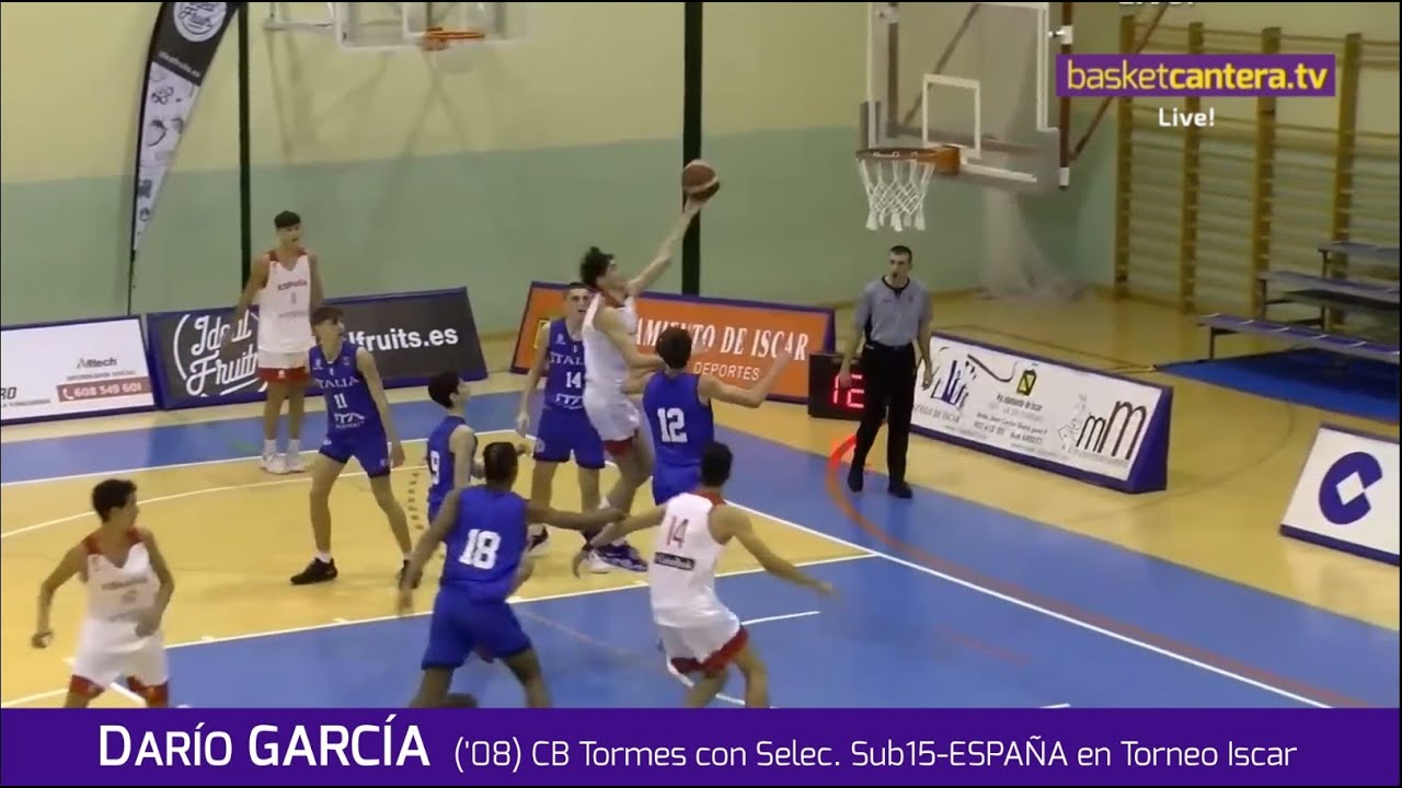 DARÍO GARCÍA ('08) CB. Tormes. Con Selec. Sub15-España en Torneo Iscar #BasketCantera.TV