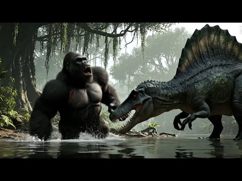 King Kong vs the Giant Spinosaurus and the Predator’s Deadly Bite 🦍🦕