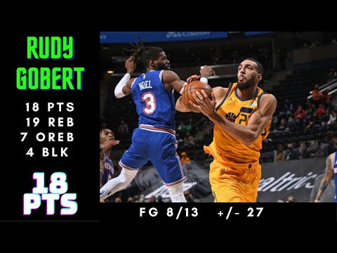 Rudy Gobert 18 PTS, 19 REB, 7 OREB, 4 BLK, +/- 27 - Knicks vs Jazz - January 26, 2021