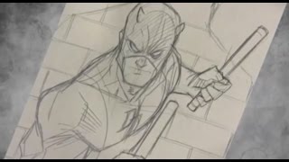 Drawing Daredevil  by Tom Hodges
