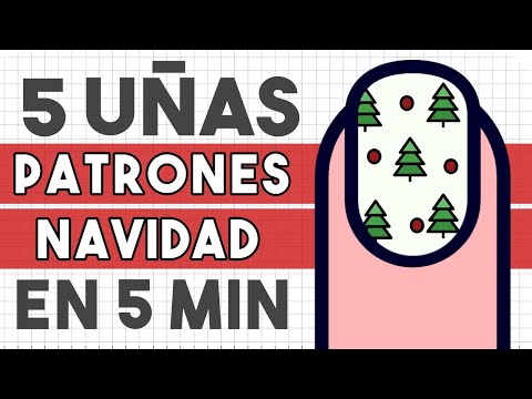 ¡FÁCILES Y RÁPIDOS! 5 PATRONES DE UÑAS NAVIDAD · 💅🏼🎄