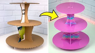 CraftsHow to make Cardboard Candy Holder ♻️ 3-tier cake and cupcake tray| base 🍮