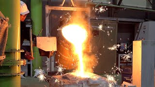 How to Make Strong Engine Cylinder Head From Hot Molten Iron. Korean Metal Casting Molding Factory