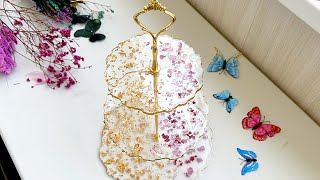 DIY Resin Tray Stand with Real Flowers 🌸😍