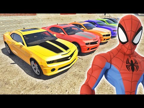 HOMEM ARANHA BATMAN HULK COM CARROS CAMARO NO AEROPORTO! CARROS COM SPIDERMAN - IR GAMES