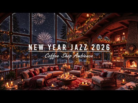 Celebrate New Year 2026 with Warm Jazz Instrumental Music 🎉 Winter Coffee Shop Ambience & Fireworks