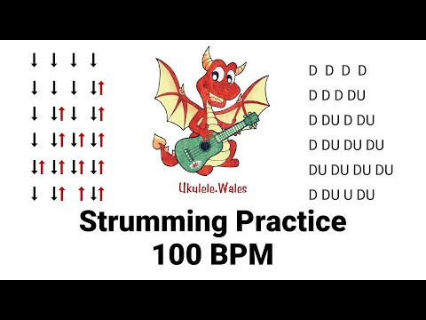 Ukulele Strum Practice 100 BPM With Drum Beats - Easy Strumming Patterns