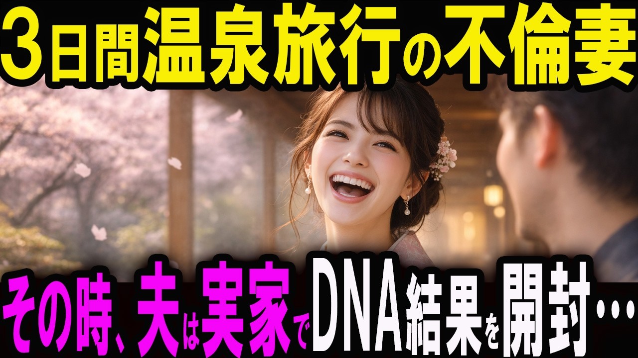【修羅場】不倫妻「旅行行ってくるね♪」間男と温泉密会中に夫は実家でDNA結果を開封「偽りの家族は終わりだ」【スカッと】