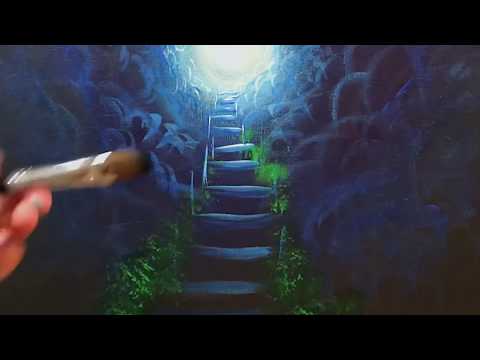 STAIRWAY TO HEAVEN 💙ACRYLIC PAINTING ~ STEP by STEP