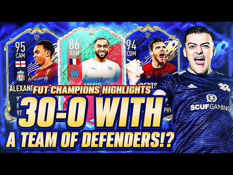 30-0 FUT CHAMPIONS with A FULL DEFENDERS TEAM!!! Fifa 20 Ultimate Team Gameplay & Squad Builder!!