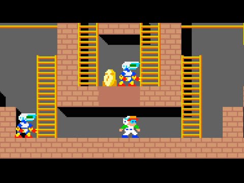Lode Runner (Arcade) video game port | 8-block (24 rounds) session for 1 Player 🤖🧱🕹️