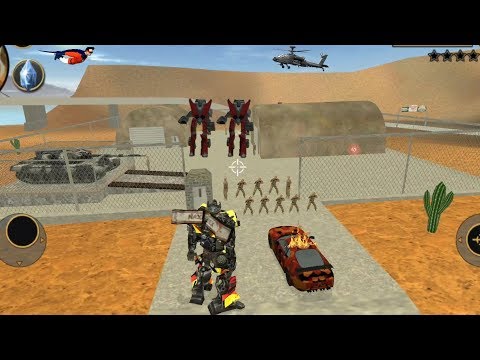 Vegas Crime Simulator - (Transformer and Army Car Fight Car Robot) Car Robot Capture Army Base - HD