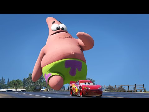 Epic Escape From The Lightning McQueen Patrick Star | McQueen vs Patrick Star | GTA 5