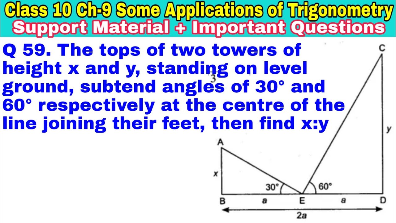 Class 10 Ch-9 Q 59 | Some Applications of Trigonometry | Support Material | Important Question