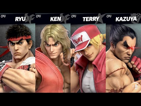 Super Smash Bros. Ultimate - Ryu vs Ken vs Terry vs Kazuya