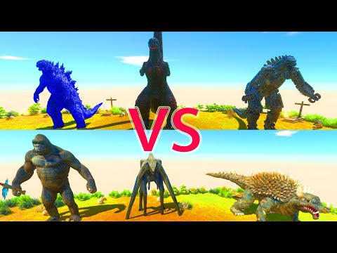 Godzilla & Shin Godzilla & Mechagodzilla  VS Kong & Muto & Anguirus - Animal Revolt Battle Simulator