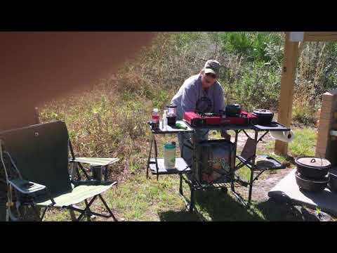 Video of the GCI Outdoors Slim Fold Cook Station and The Dyrt Sticker