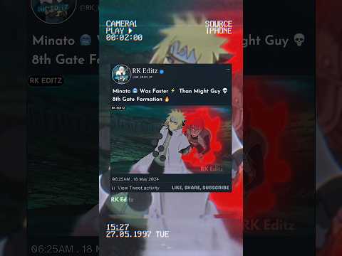Minato 🥶 Was Faster ⚡ Than Might Guy 💀 8th Gate Formation 🔥😈 || #viralshort