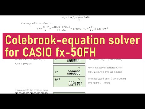 Colebrook-equation solver  for CASIO fx-50FH - Buy me a Coffee