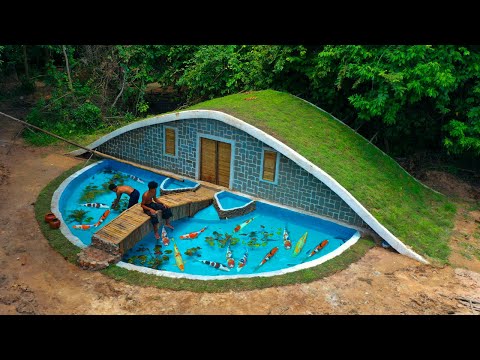 Build Underground House House 🏡 With Design Fish Pond
