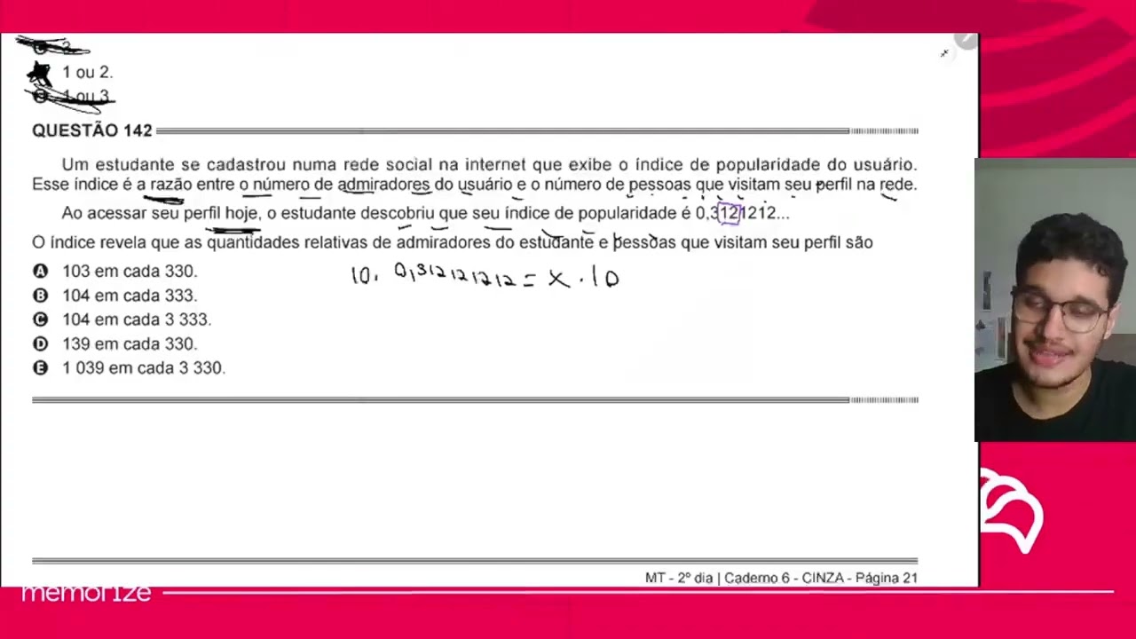 Resolução em Vídeo — Questão 142 ENEM 2014 PPL