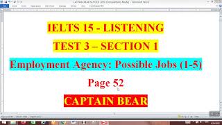 LISTENING - IELTS 15 - TEST 3 - SECTION 1 (1-5)